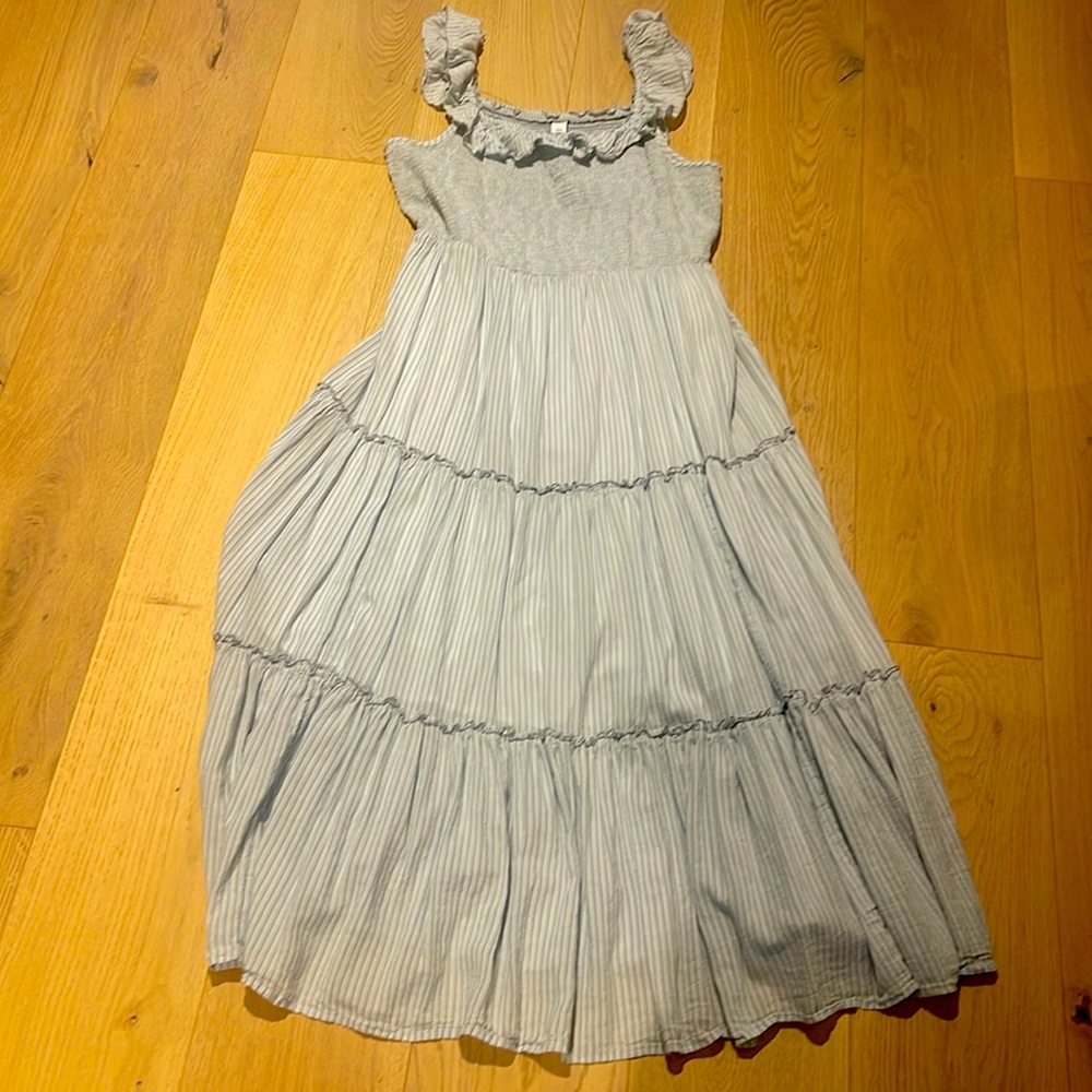 Blue and white strip sun dress